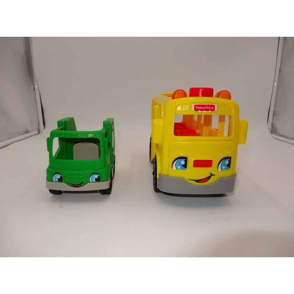 Fisher Price Little People Sit with Me School Bus and Recycling Truck Set
